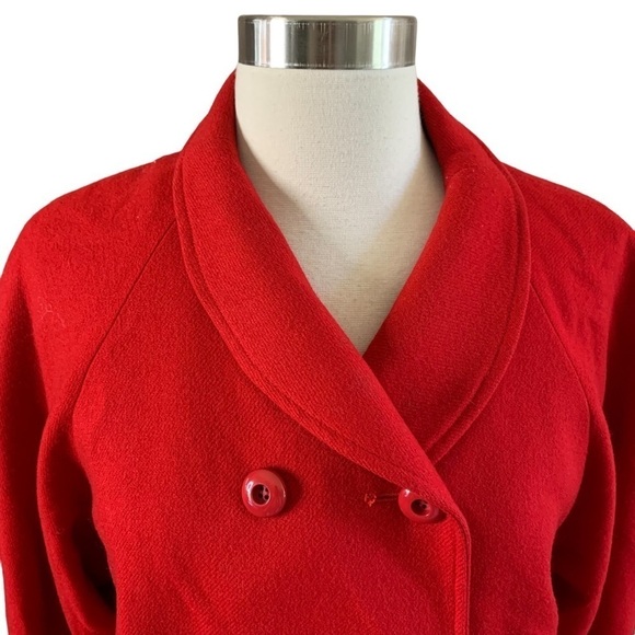 Vintage L.C. Mae California Red 100% Wool Swing Coat Made In The USA - Picture 3 of 8